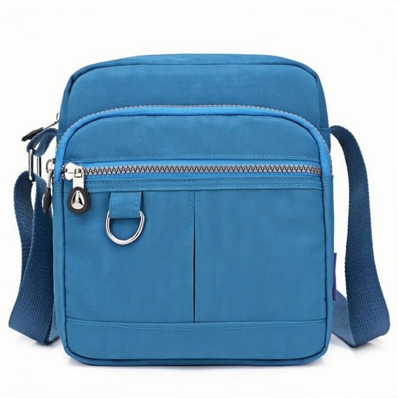 Xeie Thuk Women's Simple Nylon Multi Pocket Solid Color Casual Crossbody Bag Crossbody Bag Blue 1-Piece