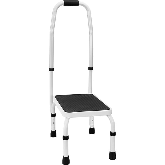 One-step steel stool, 330-pound load-bearing folding stool with handle, height adjustable, suitable for adult offices, RVs, and garages