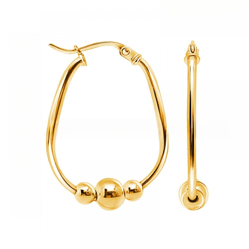 GENERIC One-to-three bead earrings, 18mm pendant bead earrings, suitable for gifts to family and friends on important festivals, suitable for daily wear and participation in activities,Gold