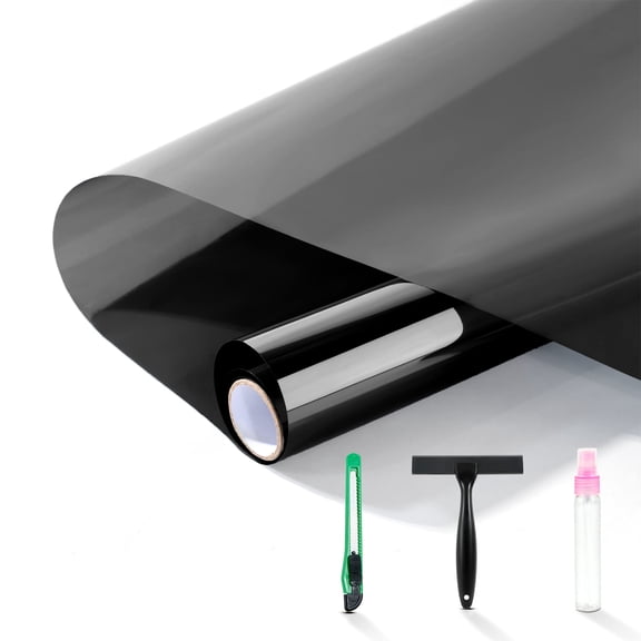 One-way Window Film With Free Installation Tools Pet Material Heat Control 99% Uv Blocking And Protection Film.window Tint For Home Office (black 17.5"*196.9")