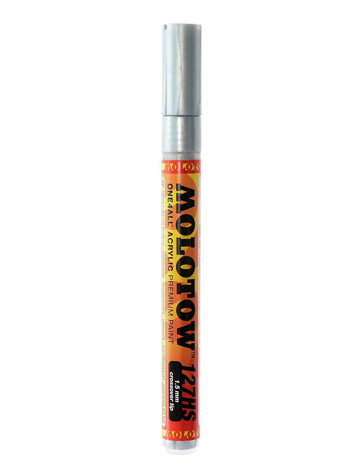 One4All Acrylic Paint Markers 1.5 mm, metallic silver, 505 (pack of 6)