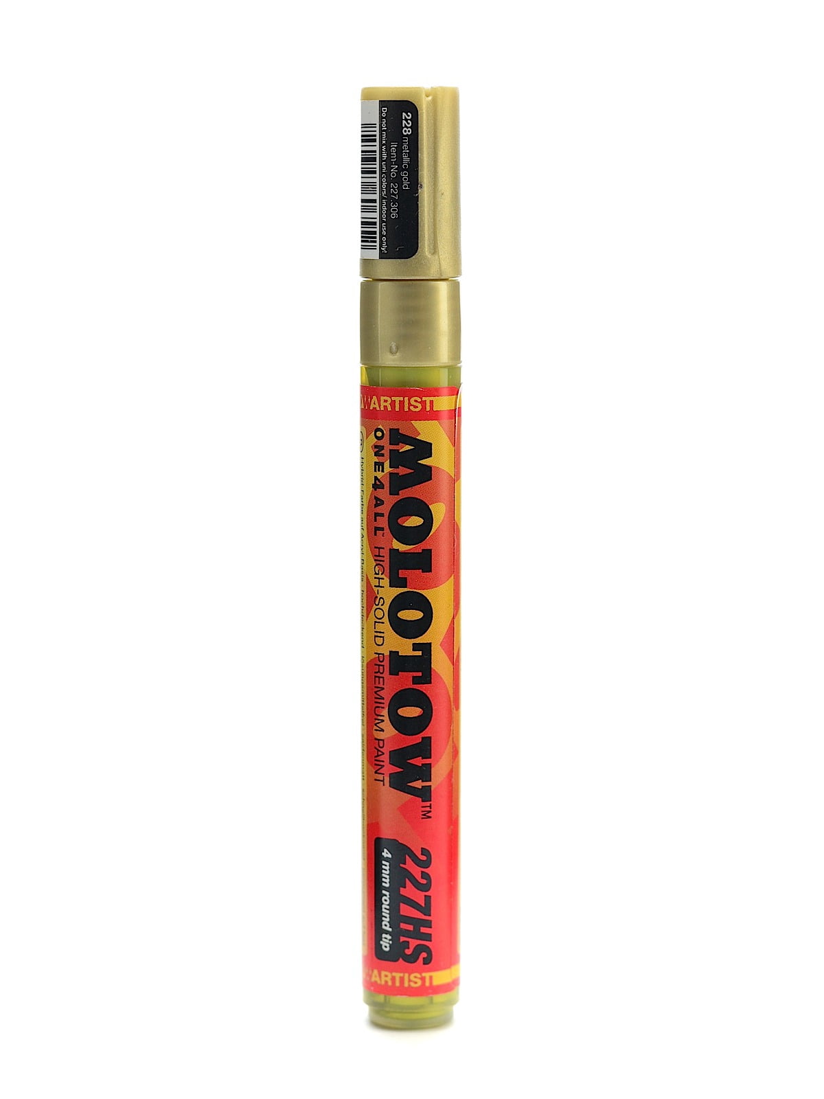 One4All Acrylic Paint Markers 4 mm, metallic gold, 228 (pack of 3)