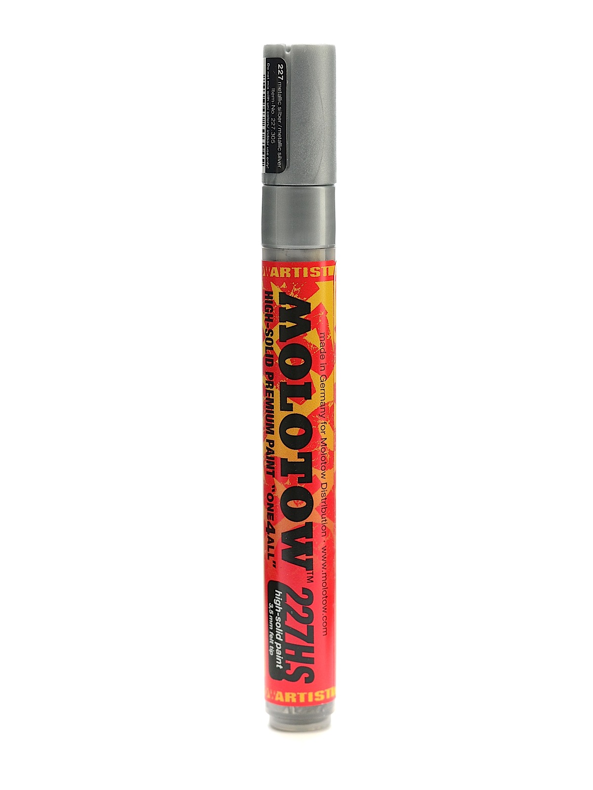 One4All Acrylic Paint Markers 4 mm, metallic silver, 227 (pack of 3)