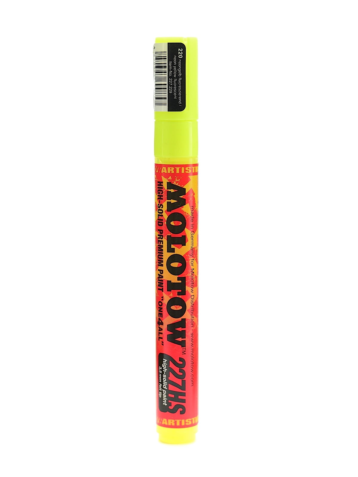One4All Acrylic Paint Markers 4 mm, neon yellow fluorescent, 220 (pack of 3)