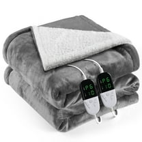 Onemag Electric Heated Blanket King Size 90x100 inches, 6 Heat Settings & 1-10 Hour Auto Shut-off, Machine Washable Soft Flannel Blanket for Home Use, Gray