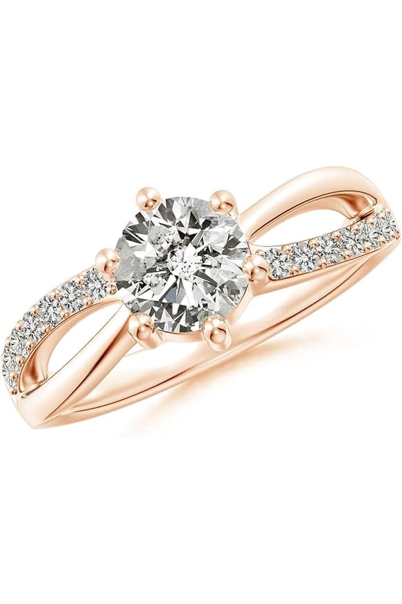 OneCarat 2Ct Round Cut Moissanite Engagement Wedding Christmas Thanksgiving Halo Ring For Women's 18k RoseGold Plated 925 Sterling Silver Size -8