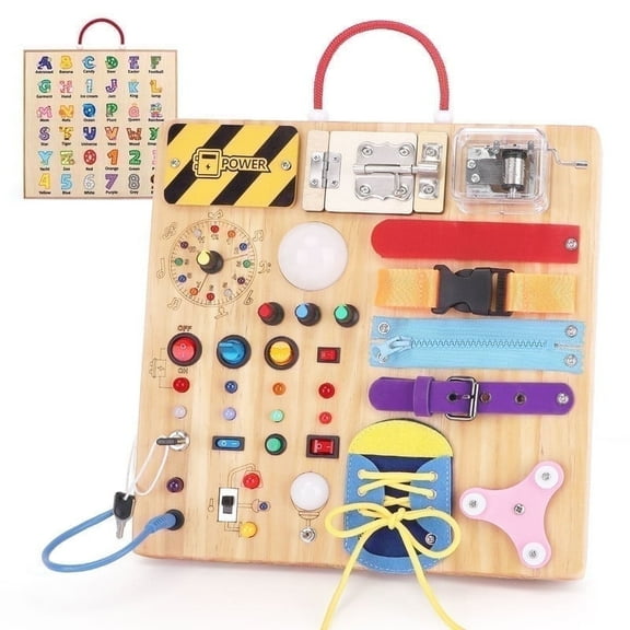 Konijiwa Montessori Busy Board with LED Lights, 1+ Years