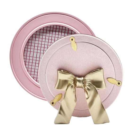 OneDesign Home 4" Pink Round Gold Bow Easel Stand Picture Frame