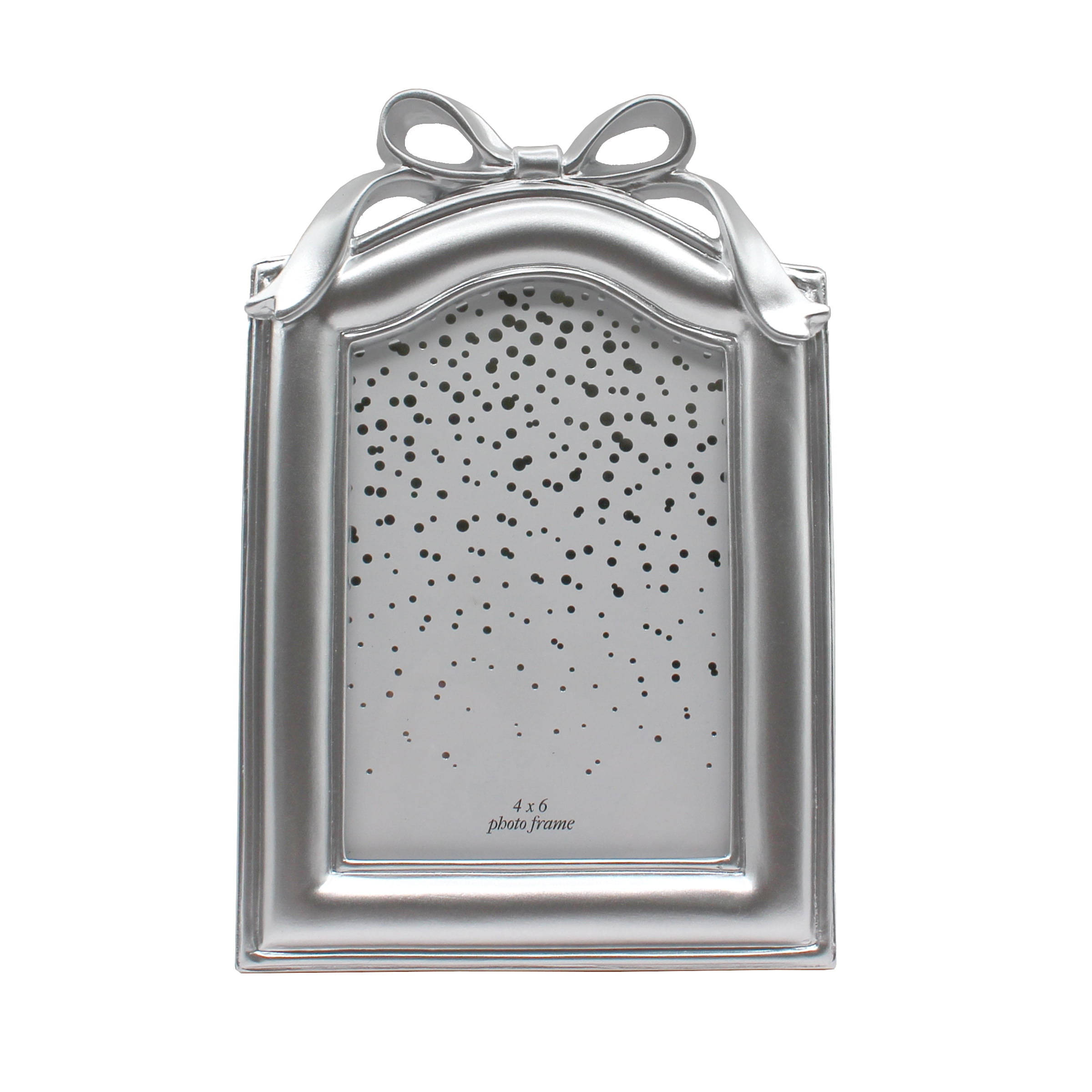 OneDesign Home 4x6 Silver Holiday Picture Frame with Bow | Elegant Tabletop Photo Frame for Home Décor