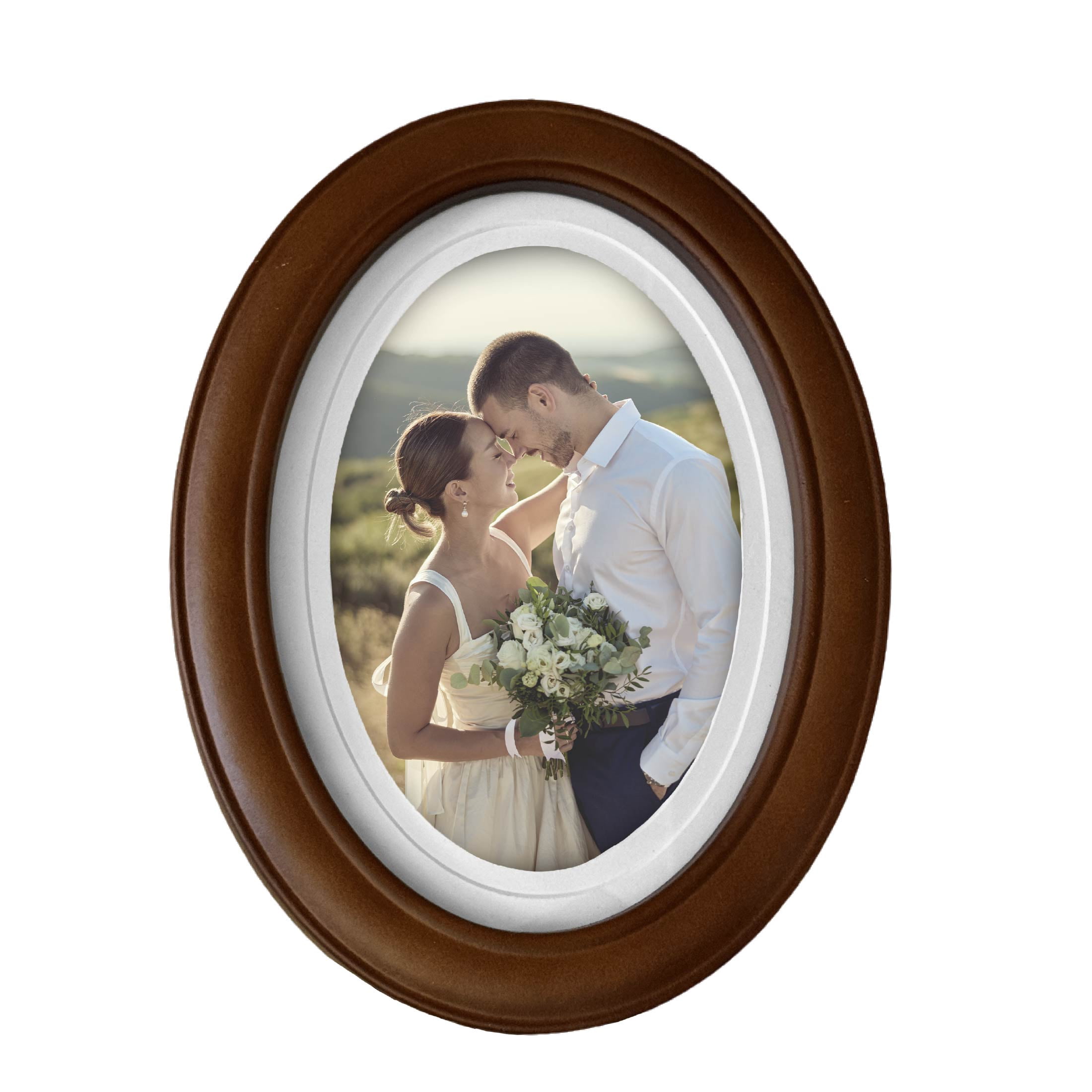 OneDesign Home 5x7 Oval Double Matte Wood Picture Frame