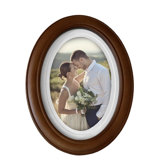 OneDesign Home 5x7 Oval Double Matte Wood Picture Frame