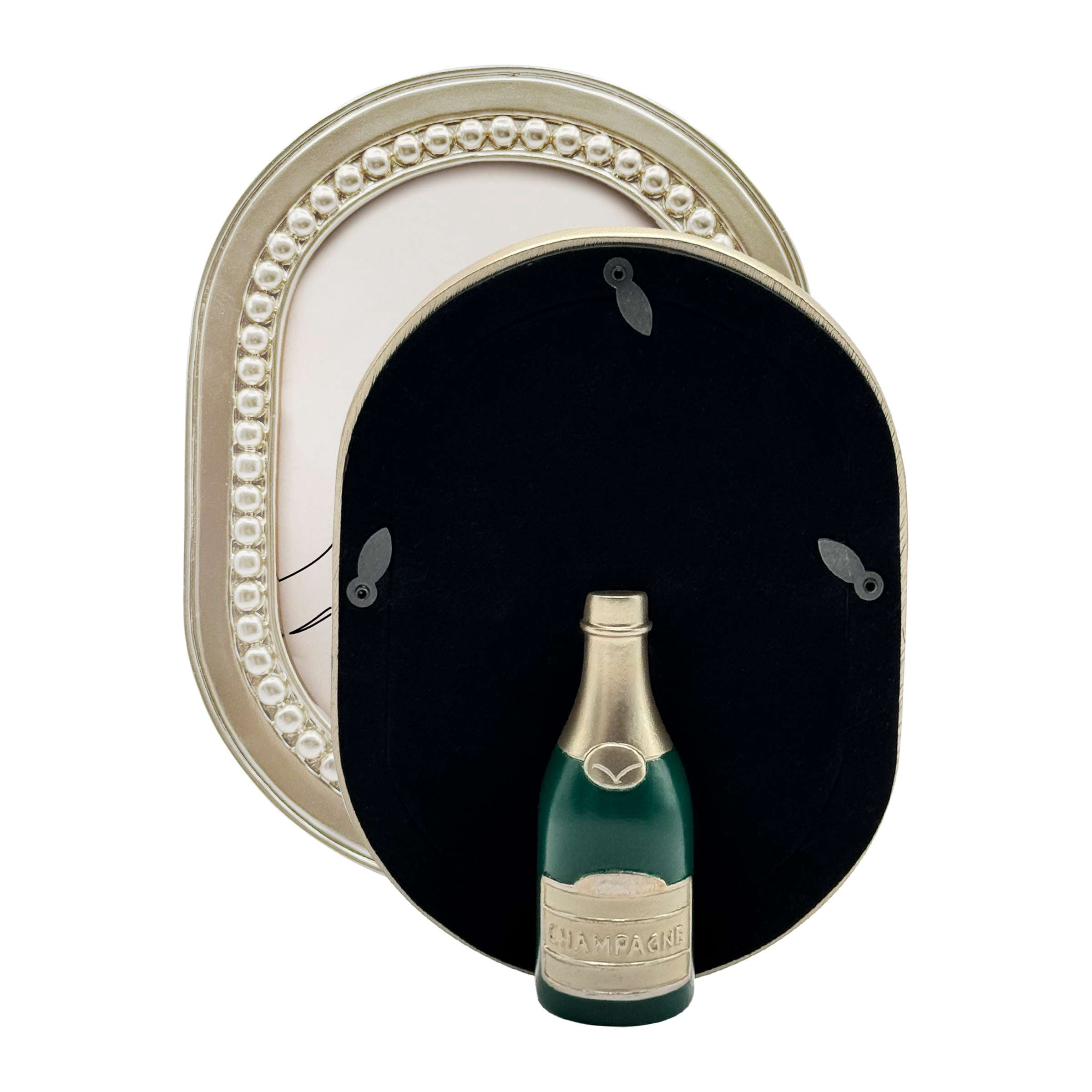 OneDesign Home Oval 5x7 Champagne Bottle Easel Stand Picture Frame