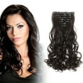 thumbnail image 1 of OneDor 20" Curly Full Head Premium Japanese High-Temperature Fiber Heat Resistance Hair Extensions Clip on in Hairpieces 7pcs 140g (4# - Dark Brown), 1 of 3
