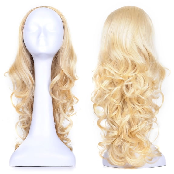 OneDor 23" Curly 3/4 Half Wig Premium Japanese High-Temperature Fiber Hair Wig with Comb on a Mesh Head Cap (613)
