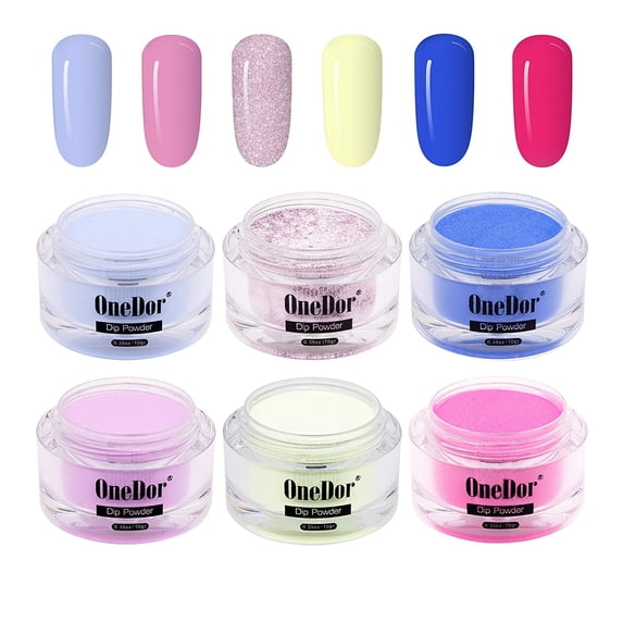 OneDor Nail Dip Dipping Powder – Acrylic Color Pigment Powders Pro Collection System, (6 Multi Colors Set-10g) …