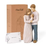 OneGift Family of 3 Resin Figurine, 7.09" H, Parent-Child Home Decor Sculpture