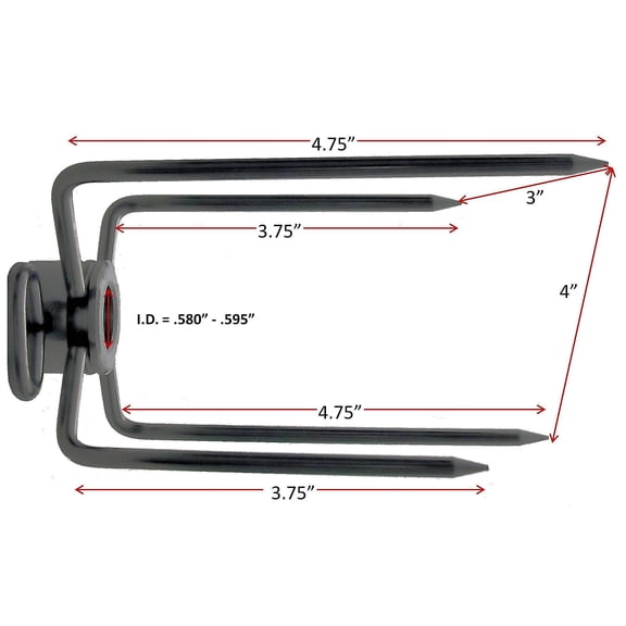 OneGrill Stainless Steel Grill Rotisserie Spit Rod Forks (Fits: 1/2 Inch Hexagon, 3/8 Inch Square, 1/2 Inch Round)