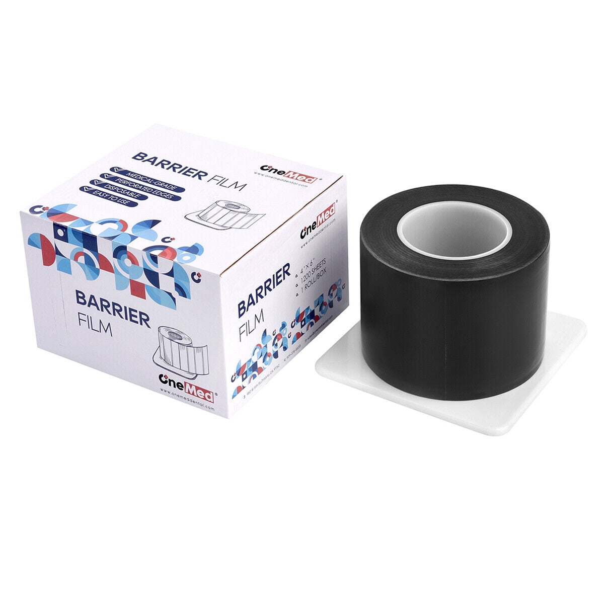 OneMed Barrier Film for Dental and Medical Tattoo 4"x 6" (1 Roll) One time Protective PE Film Barrier Tape Black