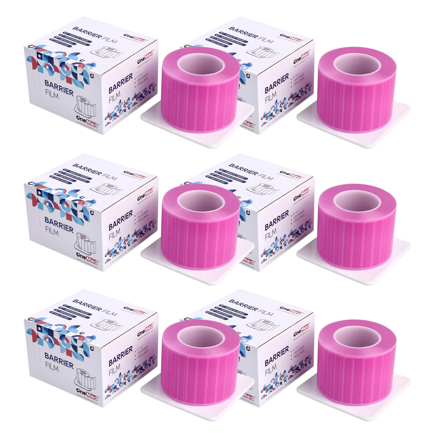 1200 Sheets Pink Dental Barrier Film Roll - 4x6 Inch Perforated Plastic For Hygiene