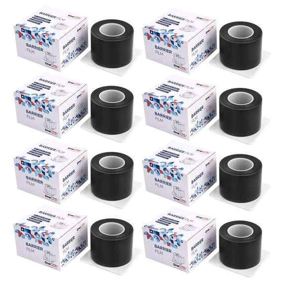 OneMed Dental Barrier Film Roll 4" x 6" Disposable Dental Barrier Tape 1200 Sheets/Roll 8 Rolls (9600 Sheets Black)