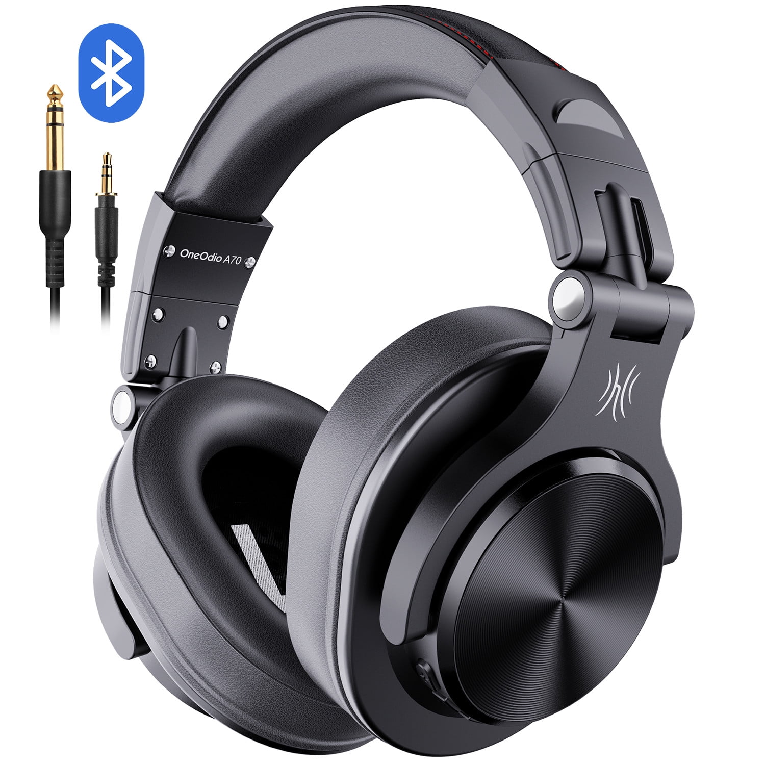  OneOdio A70 Bluetooth Over Ear Headphones, Wireless Headphones  w/ 72H Playtime, Hi-Res, 3.5mm/6.35mm Wired Audio Jack for Studio Monitor &  Mixing DJ Guitar AMP, Computer Laptop PC Tablet - Black 