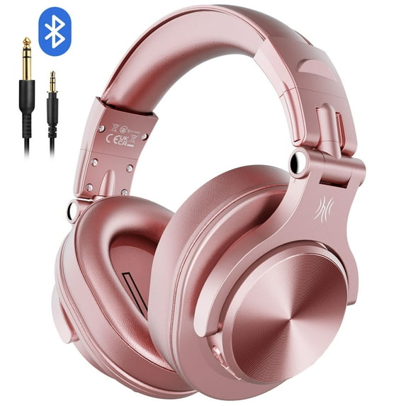 OneOdio Wireless Bluetooth Over Ear Headphones for Women and Girls,Stereo Jack for Guitar Amp Computer PC Tablet,72 Hours Playtime-A70 Rose Gold