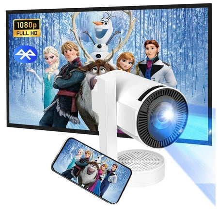OnePi Portable Movie Projector 4K Support, Smart Projector with 270°Adjustable Telescopic Stand,Auto Keystone Mini Projector, 5G WiFi Blueooth Home Theater Projector