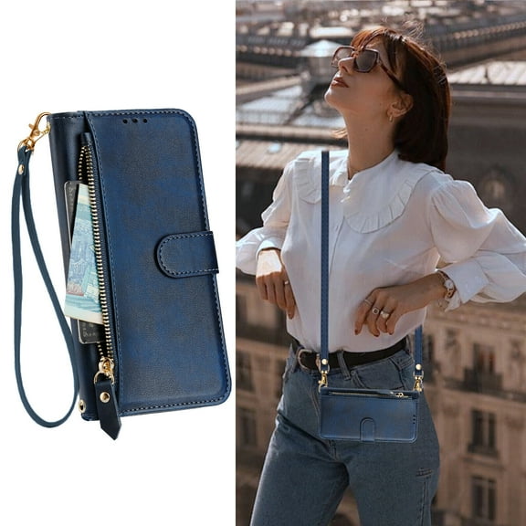 OnePlus 10 PRO 5G Case ,Zipper Handbag Wallet Leather Cover with Crossbody Detachable Lanyard Strap