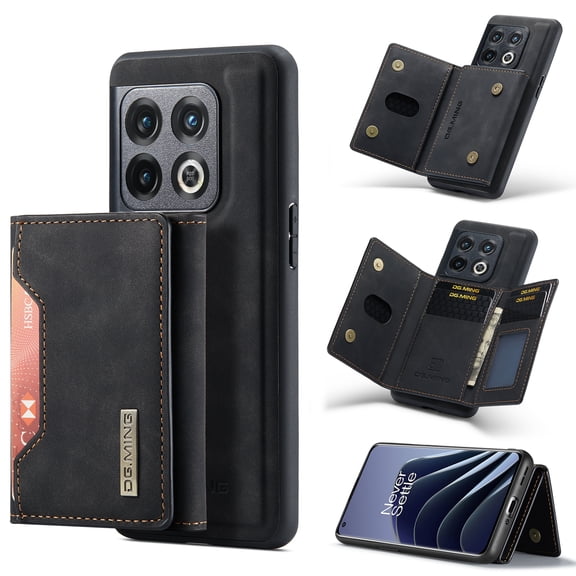 for OnePlus 10 Pro 5G Case ,Magnetic Buckle Leather Detachable Wallet Cover, Card Pocket Back Flip Kickstand Shockproof Business Slim Phone Case For OnePlus 10 Pro 5G,
Black