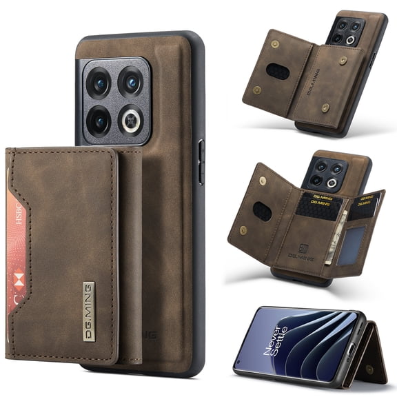 for OnePlus 10 Pro 5G Case ,Magnetic Buckle Leather Detachable Wallet Cover, Card Pocket Back Flip Kickstand Shockproof Business Slim Phone Case For OnePlus 10 Pro 5G,
Coffee