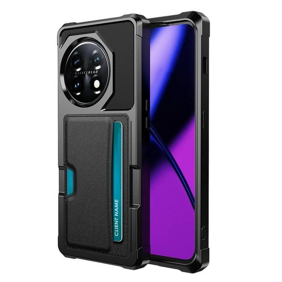 for OnePlus 11 Phone Case with Card Holder Wallet Shockproof RFID Blocking Ring Holder Case Magnetic Kickstand Skin PU Leather TPU Rugged Cover For OnePlus 11,Black
