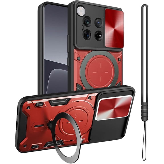 for OnePlus 12 Case,Metal Stand Ring Holder for OnePlus 12 Phone Case,Camera Lens Protector,Slim Full Protection Shockproof Cover for Women Men,Basic Cases for OnePlus 12 5G 2024 (Red)