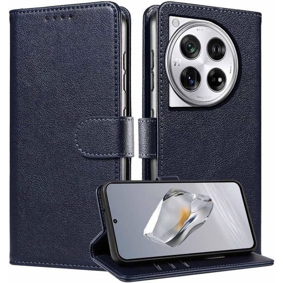 for OnePlus 12 Case Wallet,[RFID Blocking] [Card Holder/Cash Slots] [Kickstand]  Clasp Premium PU Leather Protective Shockproof Flip Cases Folio Cover for OnePlus 12 2024 (Blue)