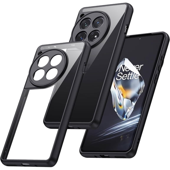 OnePlus 12R Case, Clear Non-Yellowing Shockproof Bumper Case with Camera Cover for One Plus 12R, Slim Thin Yet Military Grade Drop Proof Silicone Phone Case