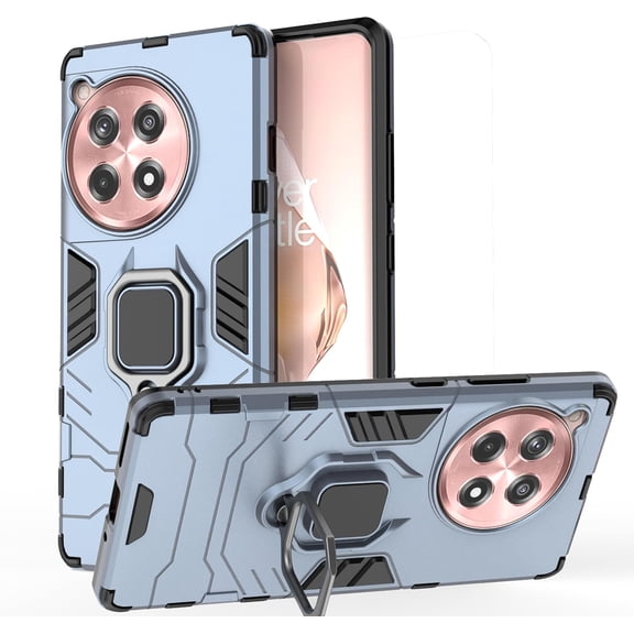 for OnePlus 12R【Not fit 12】 Case, OnePlus Ace3 Case Dual Layer Protective Heavy Duty  Rugged [Military-Grade] Protective，OnePlus 12R Magnetic Kickstand Car Holder Phone Case (Blue)