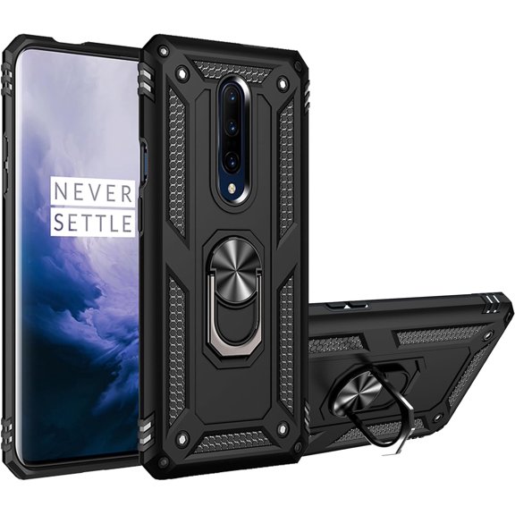 for OnePlus 7 Pro Case, 1+7 Case Dual Layer Protective Heavy Duty Armor Full-Body Shockproof Rugged [Military-Grade] Protectivewith Magnetic Stand Phone Cover (Black)