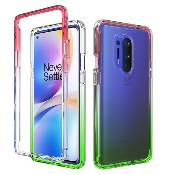 OnePlus 8 Pro Case, Kaesar Ultra Transparency Colorful Protective Bumper Case With Soft Back Panel for OnePlus 8 Pro (Red/Green)