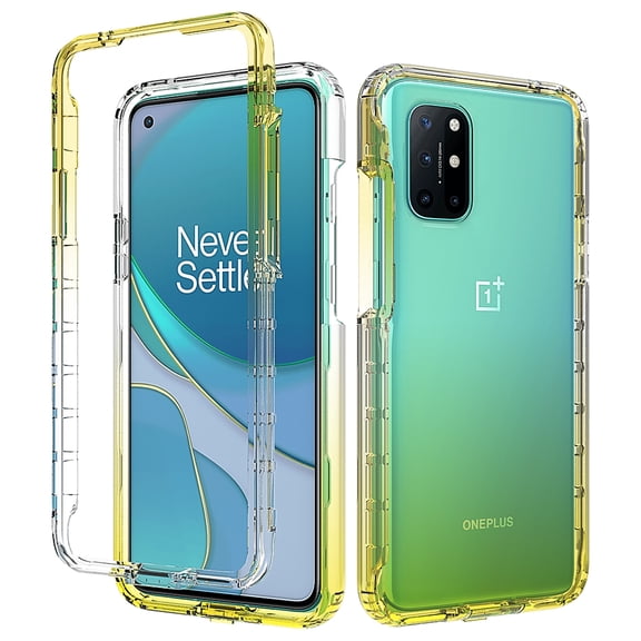 OnePlus 8T 5G Case, Rosebono Full-Body Rugged Ultra Transparency Hybrid Protective Case With Built-in Screen Protector for OnePlus 8T 5G (Yellow)