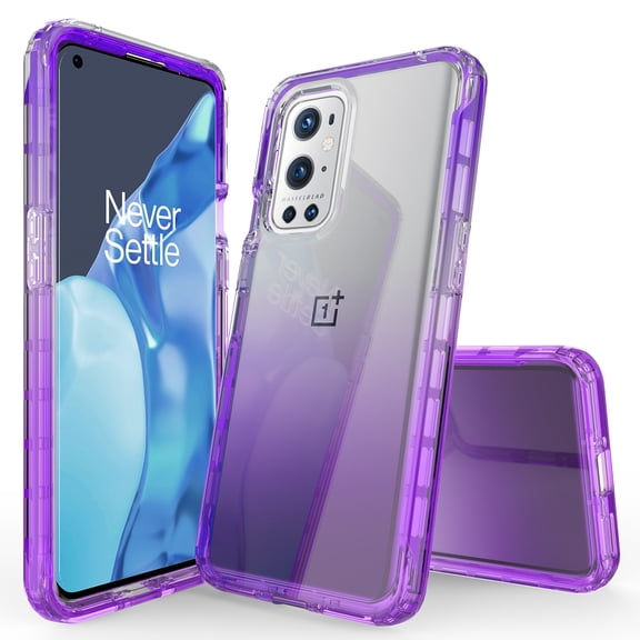 OnePlus 9 Pro 5G Case, Rosebono Hybrid Gradient Transparent Soft TPU Clear Skin Cover Case For OnePlus 9 Pro 5G (Purple)