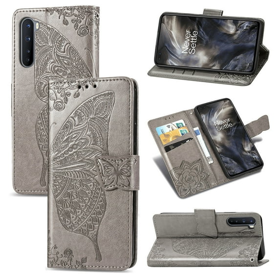 OnePlus Nord 5G Case, OnePlus Nord 5G Wallet Folio Case Magnetic Closure RFID Blocking Card Slots Kickstand Full Body Protection Shockproof Phone Case for OnePlus Nord 5G, Gray