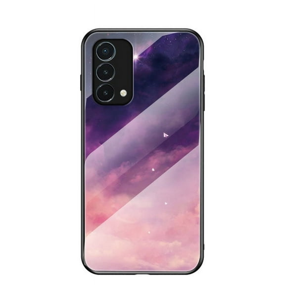 OnePlus Nord N200 5G Case (6.49 Inch 2021 Release), Tempered Glass Hard Back Cover, Stylish Lightweight Silicone Case, Fashion Shockproof Protective Rugged Phone Cover (Purple Galaxy)