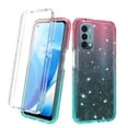 thumbnail image 1 of OnePlus Nord N200 5G Case With Built-in Screen Protector, Rosebono Hybrid Glitter Sparkle Transparent Colorful Gradient TPU Skin Cover Case For OnePlus Nord N200 5G (Blue/Pink), 1 of 5