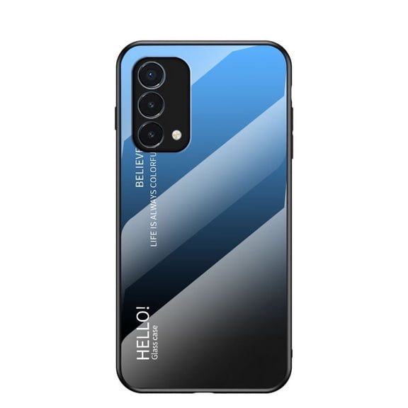 For OnePlus Nord N200 5G Case Tempered Glass Back and TPU Frame Hybrid Cover, Allytech Slim Luxury Hard Tempered Glass Back and Soft Edge Scratch Resistant Case for 1+ Nord N200 5G, Blue