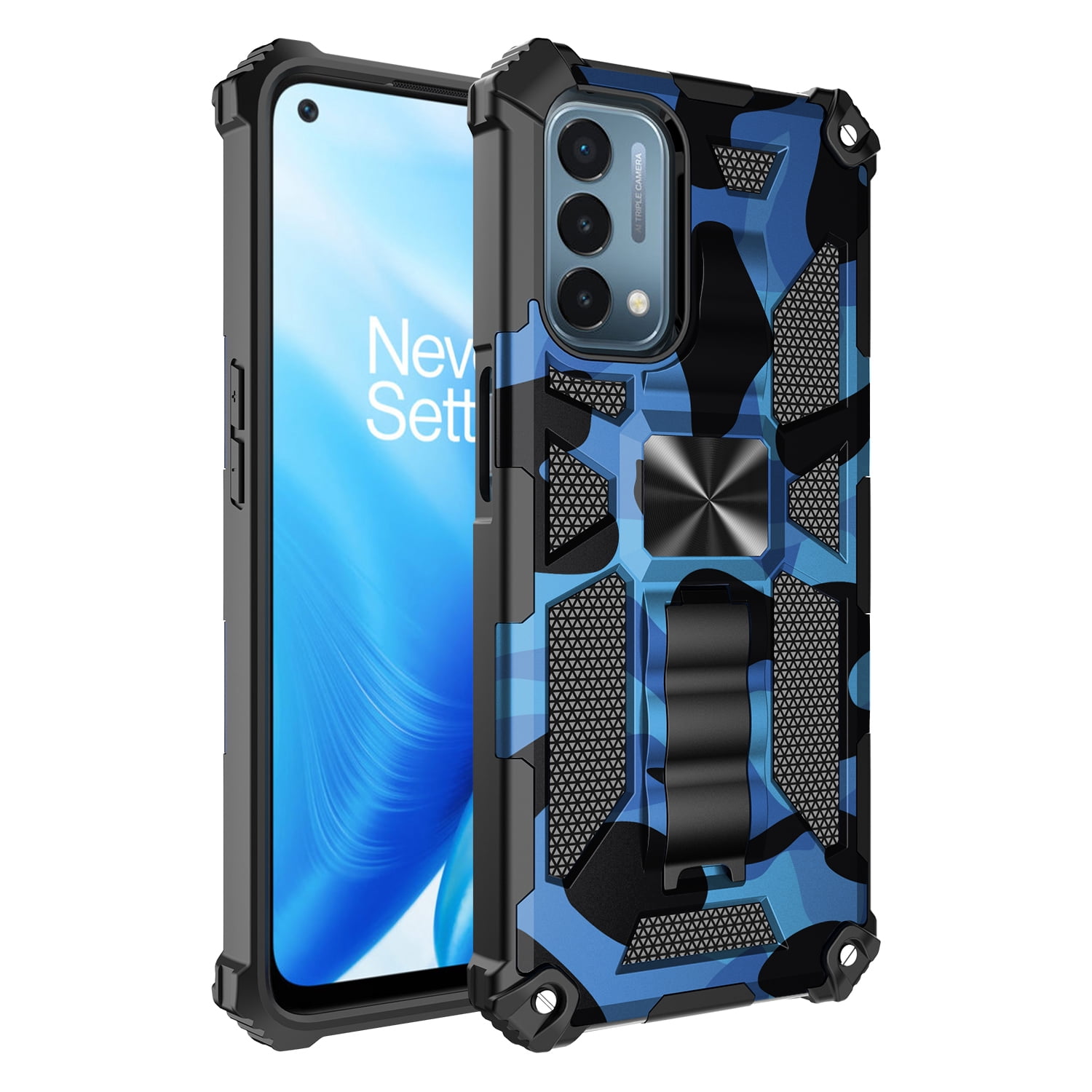 Shockproof Hybrid Armor Case For OnePlus Nord N200 5G - Magnetic Ring Stand, Rugged Dual Layer Cover