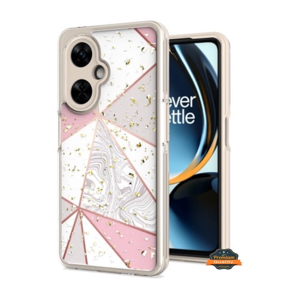 For OnePlus Nord N30 5G Fashion Pattern Design Bling Shockproof Protection Soft TPU Frame and Hard PC Back Slim Phone Case Cover by Xpression - Marble Pink