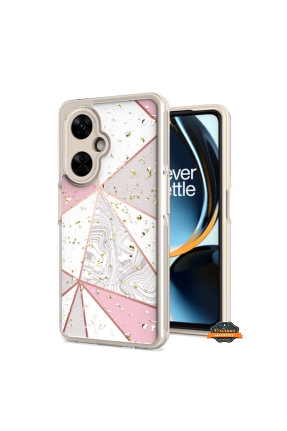 For OnePlus Nord N30 5G Fashion Pattern Design Bling Shockproof Protection Soft TPU Frame and Hard PC Back Slim Phone Case Cover by Xpression - Marble Pink