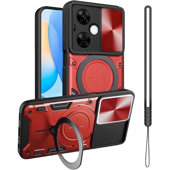 for OnePlus Nord N30 5G Phone Case/Nord N30 5G Case 2023,Metal Stand Ring Holder,Camera Lens Protector,Slim Full Protection Shockproof Basic Cases Cover for Women Men (Red)