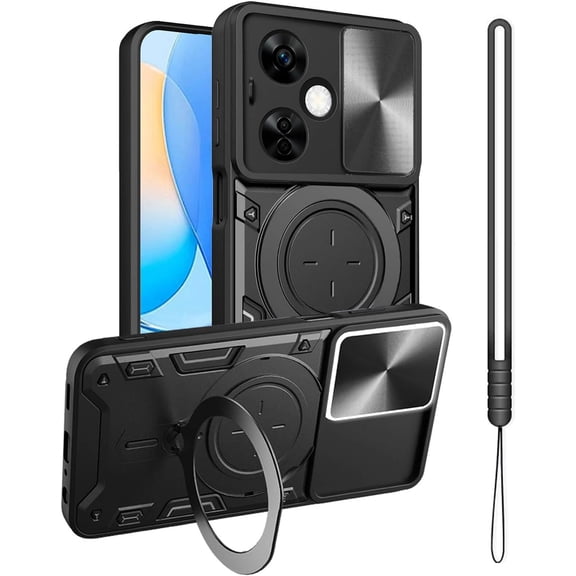 for OnePlus Nord N30 5G Phone Case/Nord N30 5G Case 2023,Metal Stand Ring Holder,Camera Lens Protector,Slim Full Protection Shockproof Basic Cases Cover for Women Men (Black)