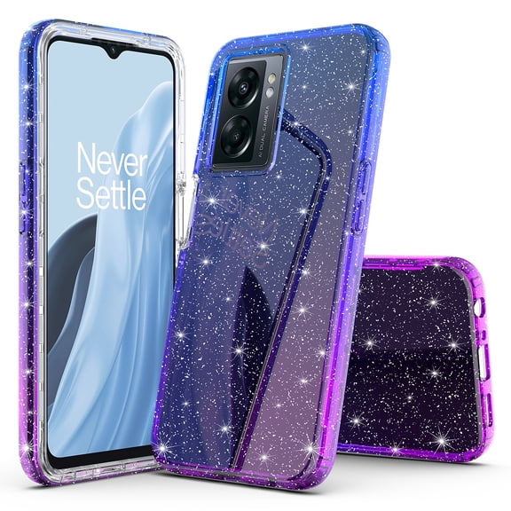 OnePlus Nord N300 5G Case, Rosebono Hybrid Glitter Sparkle Transparent Colorful Gradient TPU Skin Cover Protection Case For OnePlus Nord N300 5G (Blue/Purple)