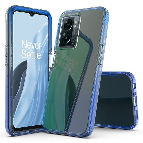 OnePlus Nord N300 5G Case, Rosebono Hybrid Gradient Transparent Soft TPU Clear Skin Cover Protection Case For OnePlus Nord N300 5G (Blue)